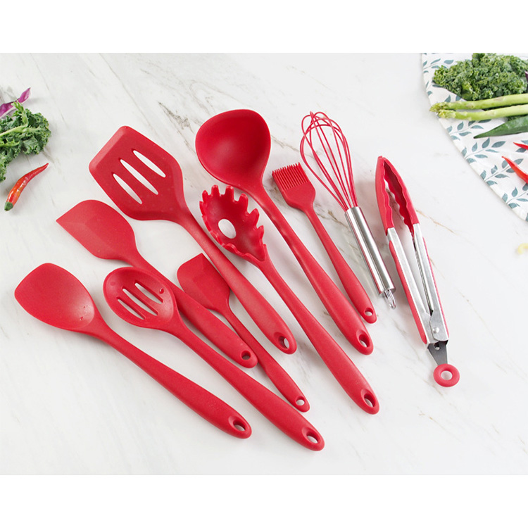 Food grade non-stick 10 pcs set silicone carbon steel kitchen accessories utensils set 