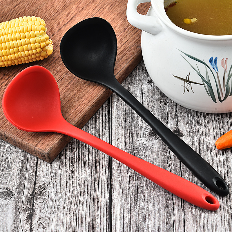 Kitchenware big silicone serving spoon kitchen gadget silicone round soup spoon