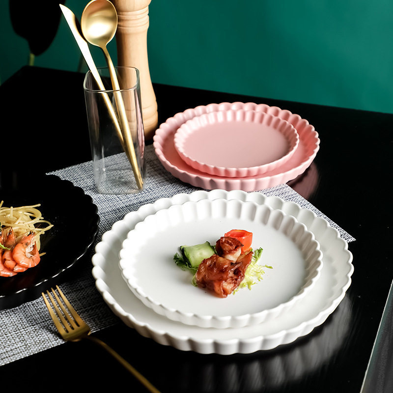 Nordic ceramic western dinner chrysanthemum plate European creative home round plate