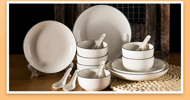 White Classic Ceramic Dinnerware Tableware Plate Sets