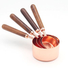 Kitchen gadgets cooking bake walnut handle metal stainless steel measuring cup spoons 4 set for coffee