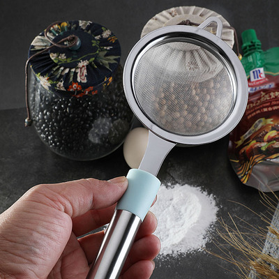 Household silicone stainless steel sieve oil fine mesh filter flour sieve strainer kitchen tools