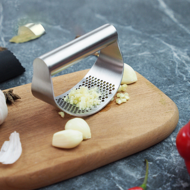 Easy Cleaning Corrosion Proof Handheld Slicer Garlic Press Rocker Crusher Mincer Stainless Steel