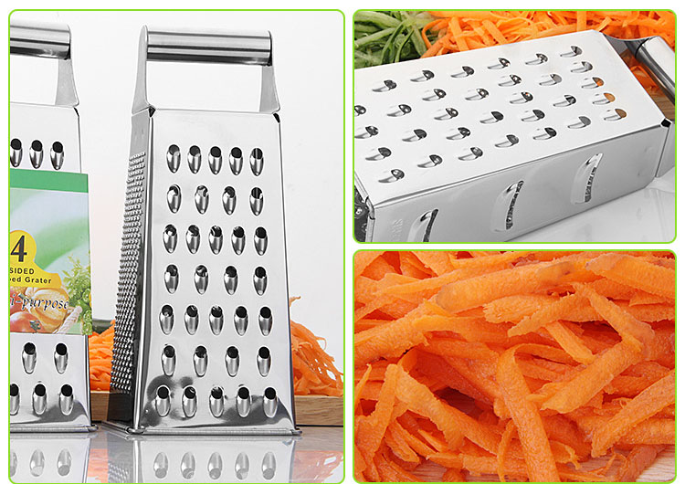 Custom Stainless Steel 4 Multi-purpose Vegetable Cheese Box Grater With Container