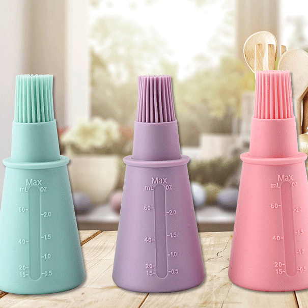 Opaque silicone straight oil bottle brush graduated brush kitchen tools