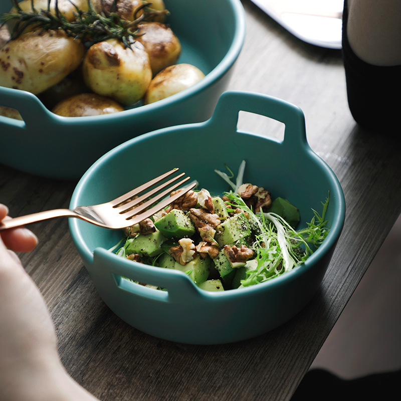 Round Soup Salad Ceramic Bowl Matte Multi-colored Nordic Style Dinnerware