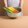 Two layers big strainer colander drain basket bowls wash fruit vegetable kitchen plastic storage basket